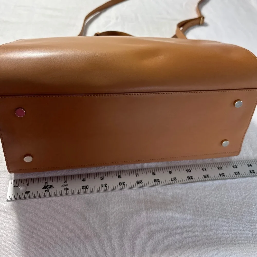 Nardelli Italy Tan Leather Satchel Crossbody Bag Cognac Gold Hardware Medium
